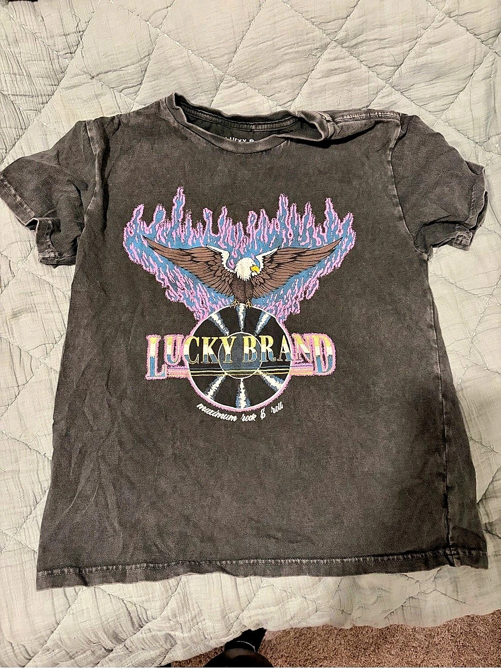 Lucky Brand Eagle Guitar Graphic Tee Maximum Rock & Roll Black